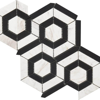 ROCKART BW HEXAGON MARBLE MOS 9X12.