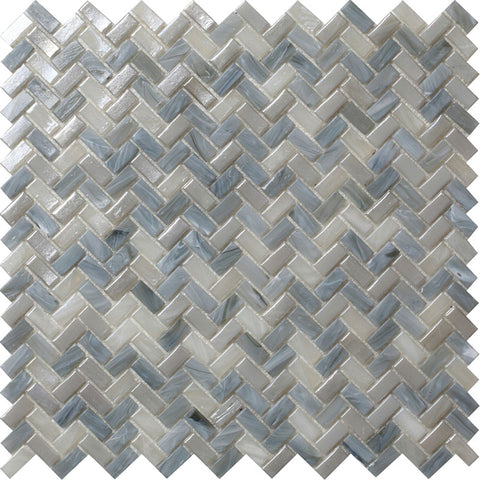 GLAMOUR ESPIGA GREY Glass Mosaic Tile.