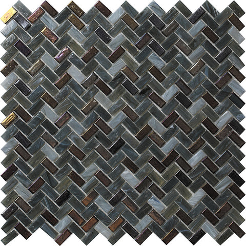 GLAMOUR ESPIGA DARK Glass Mosaic Tile.