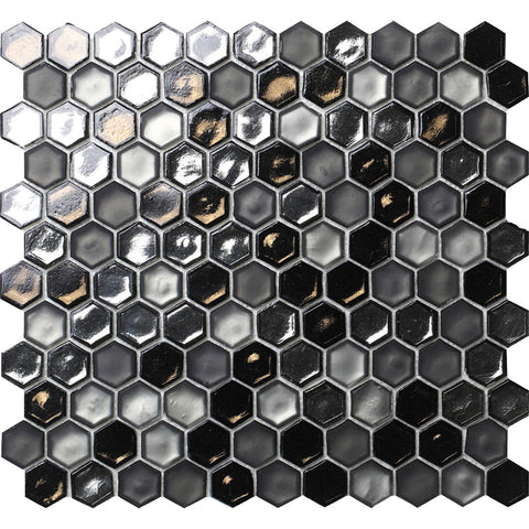 GLAMOUR CORDOBA GREY Glass Mosaic Tile.