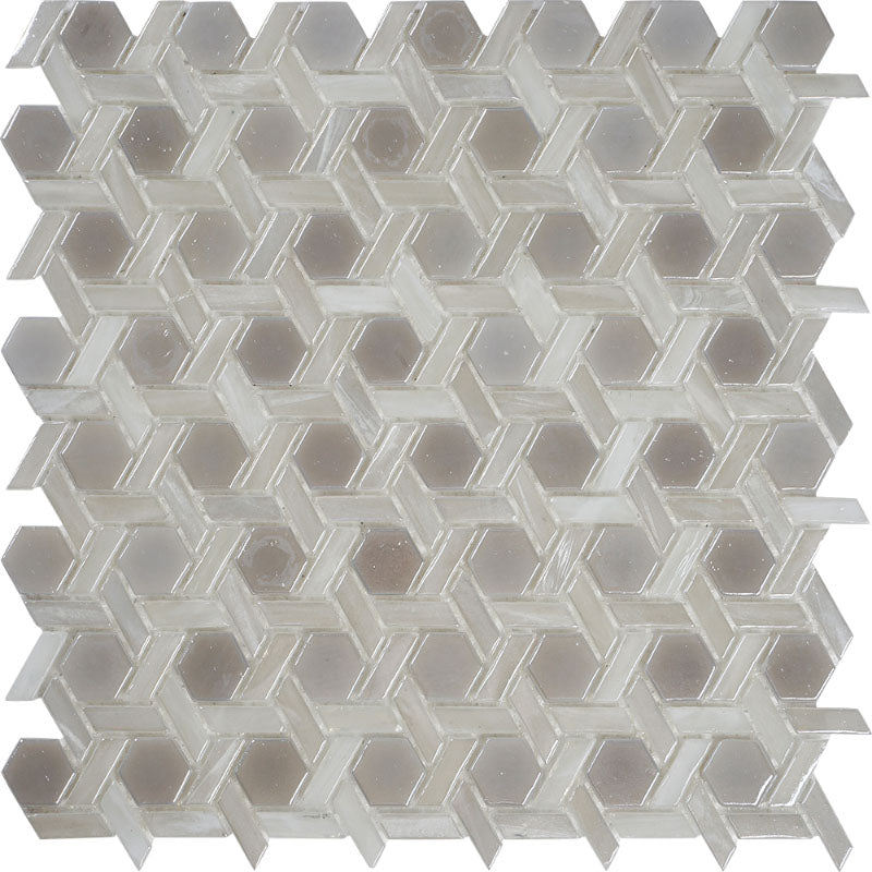 GLAMOUR WEAVE PEARL Glass Mosaic Tile.