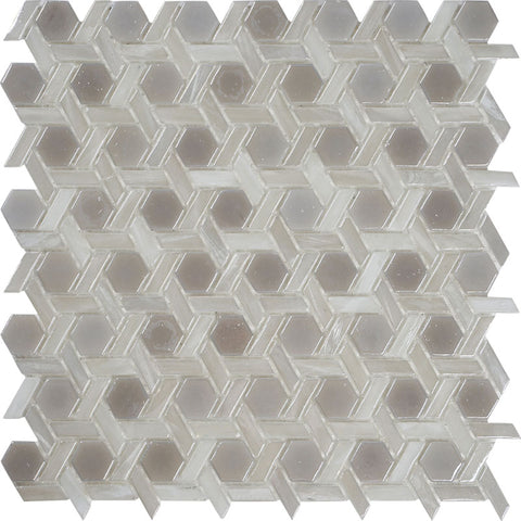 GLAMOUR WEAVE PEARL Glass Mosaic Tile.