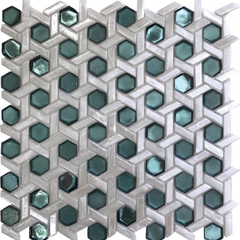 GLAMOUR WEAVE EMERALD Glass Mosaic Tile.