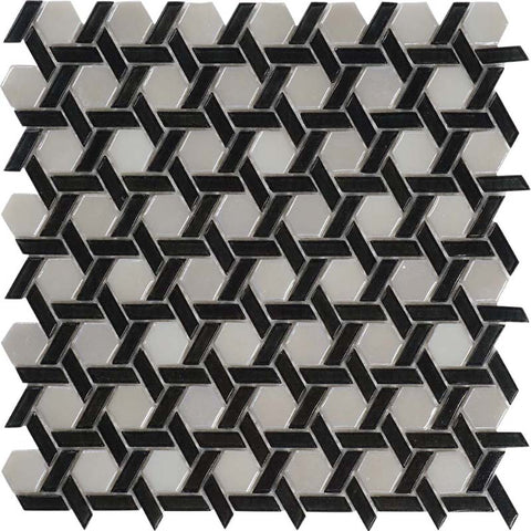 GLAMOUR WEAVE DARK Glass Mosaic Tile.