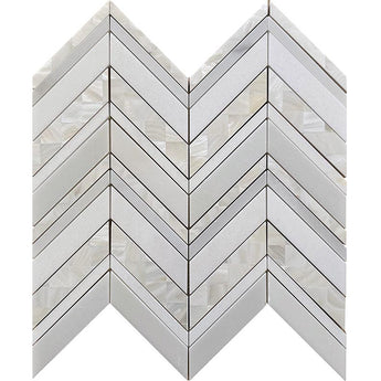 ALASKA PEARL ISLAND Thassos/Shell/Paperwhite Mosaic Tile.