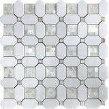 ALASKA ALASKAN PEARL Thassos/Shell Mosaic Tile.