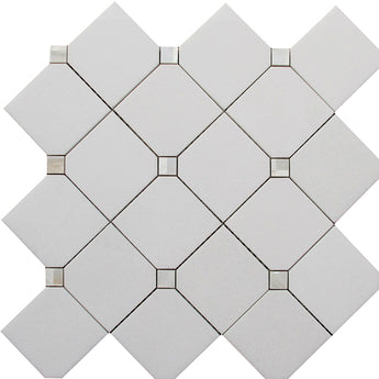 ALASKA PEARL SQUARE Thassos/Shell Mosaic Tile.