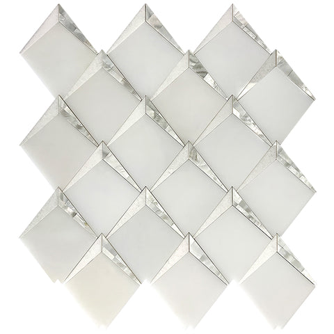 WATERJET ANGOLO 2 Paper white/ Shell Mosaic Tile.