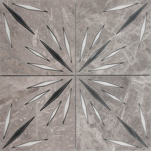 ARTISTIC AURA GREY TROJAN GREY/ ANIA BLACK/ DOLOMITE Surface: HONED Mosaic Tile.
