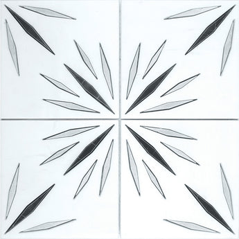 ARTISTIC AURA WHITE DOLOMITE/ ICE GREY/ ANIA BLACK Surface: HONED Mosaic Tile.