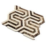 Emperador Dark Polished Marble Berlinetta Mosaic Tile (Emperador Dark + Crema Marfil).