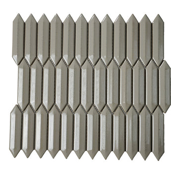 CC Mosaics +TENDER GRAY 3D PICKET 1X4 Porcelain Mosaic Tile.