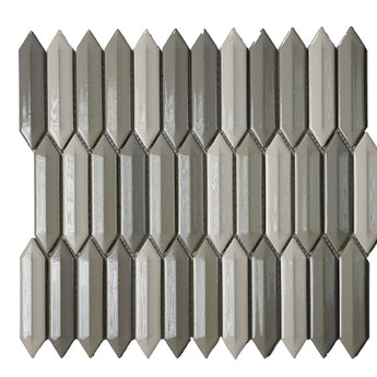 CC Mosaics +MIXED WHITE, TENDER GRAY & TAUPE 3D PICKET Decorative Porcelain Mosaic Tile.