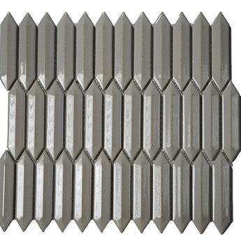 CC Mosaics +TAUPE 3D PICKET 1X4 Porcelain Mosaic Tile For Wall.