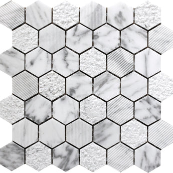 BALI INDI CARRARA Bianco Carrara Mosaic Tile.