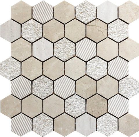 BALI INDI CREMA Crema Marfil Mosaic Tile.