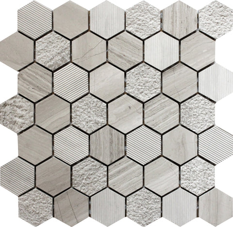 BALI INDI WOODEN GRAY Wooden Gray Mosaic Tile.