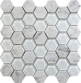 BALI MANTRA CARRARA Bianco Carrara/ Glass Mosaic Tile.