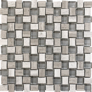 BALI BALINESE WOODEN GRAY Wooden Gray / Glass Mosaic Tile.