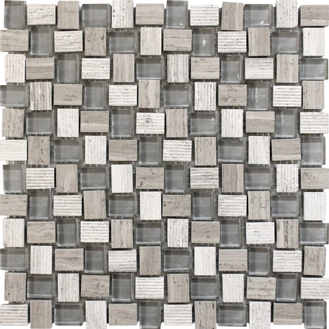 BALI BALINESE WOODEN GRAY Wooden Gray / Glass Mosaic Tile.