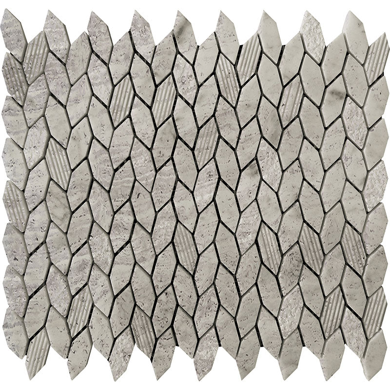 BALI LEAF WOODEN Wooden Grey Mosaic Tile.