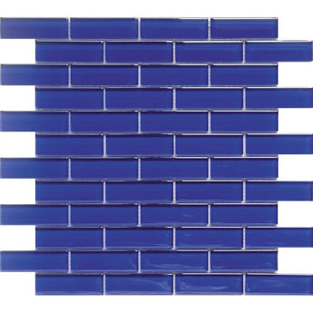 COLOR PALETTE COBALT BLUE 1X3 BRICK GLOSS glass Mosaic Tile.