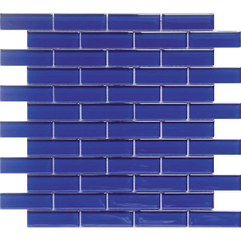 COLOR PALETTE COBALT BLUE 1X3 BRICK GLOSS glass Mosaic Tile.