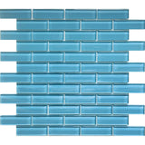 COLOR PALETTE TURQUOISE 1X3 BRICK GLOSS glass Mosaic Tile.