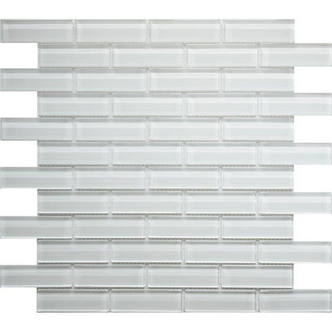 COLOR PALETTE MIRAGE WHITE 1X3 BRICK GLOSS glass Mosaic Tile.