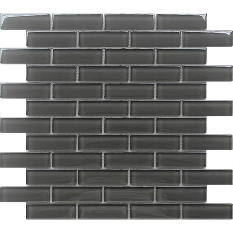 COLOR PALETTE PEWTER 1X3 BRICK GLOSS glass Mosaic Tile.