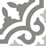Roca Havana Jazz 8x8 cement floor tile with a textured, neutral gray finish, showcasing a modern geometric design.
