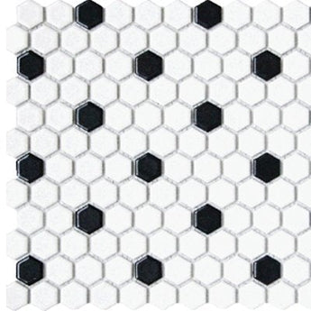CC MOSAICS WH/BLK 12X12 MOS. HEXAGON 1X1.