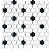 CC MOSAICS WH/BLK 12X12 MOS. HEXAGON 1X1.