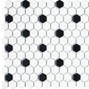 CC MOSAICS WH/BLK 12X12 MOS. HEXAGON 1X1.