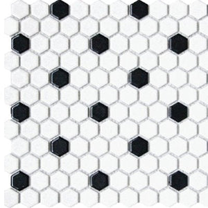CC MOSAICS WH/BLK 12X12 MOS. HEXAGON 1X1.