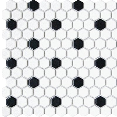 CC MOSAICS WH/BLK 12X12 MOS. HEXAGON 1X1.