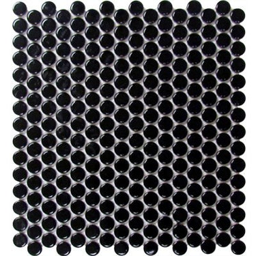 CC MOSAICS BLACK PENNY ROUND Porcelain Mosaic Tile.