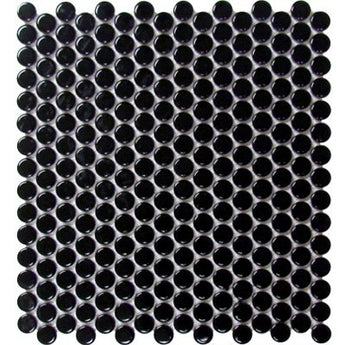CC MOSAICS BLACK PENNY ROUND MOS 12X12.