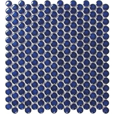 CC  COBALT BLUE PENNY ROUND Porcelain Mosaic Tile.