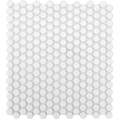 CC MOSAICS WHITE PENNY ROUND 12X12 MOS.