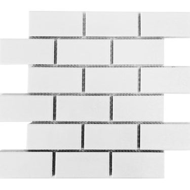 Snow White 2x4 Bric Porcelain Mosaic Tile.