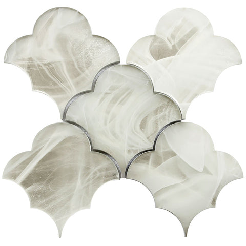 CLOUD 9 SILVER WHITE ATLAS glass Mosaic Tile.