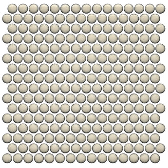 CC Mosaics +CREAM PENNY ROUND Porcelain Mosaic Tile.