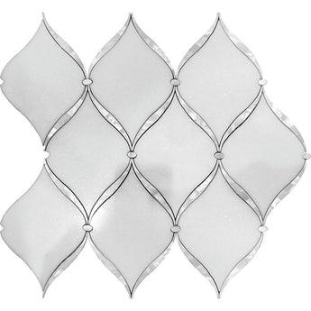WATERJET COASTAL BREEZE Paper White marble, shell Mosaic Tile.