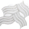 WATERJET Coastal Aigrette thassos, paper white , shell Mosaic Tile.