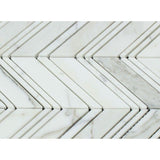 Calacatta Gold Polished Marble Large Chevron Mosaic Tile w/ Calacatta Gold Strips - MosaicBros.com