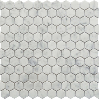 ROCKART CARRARA MARBLE 1X1 HEXAGON 12X12 MOSAIC.