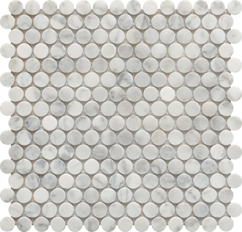 ROCKART CARRARA MARBLE PENNY ROUND 12X12 MOSAIC.