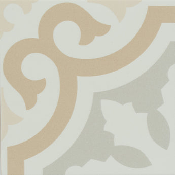Roca Casablanca Fond 8x8 floor tile showing a classic ceramic tile pattern in neutral tones.
