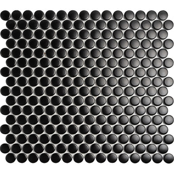 Black Star Matte Penny Round Mosaic Tiles - MosaicBros.com